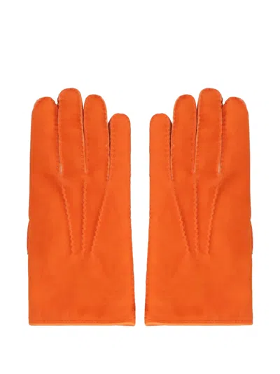 Moorer Calf-leather Gloves In Orange