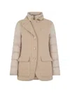 Moorer High-collar Buttoned Jacket In Brown