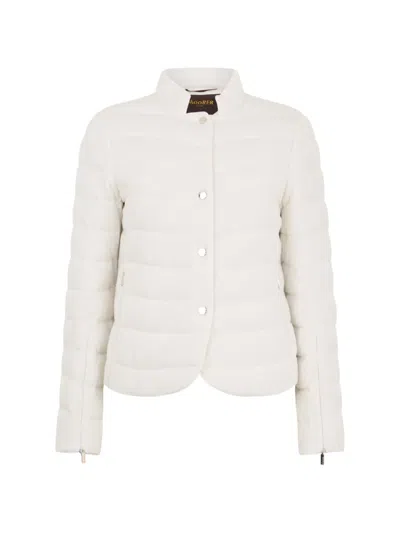 Moorer High-collar Flared Jacket In Neutral
