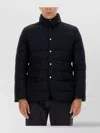 Moorer High Collar Padded Coat With Side Pockets In Black