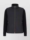 Moorer Navy Blue Solid Mock Collar Jacket In Black