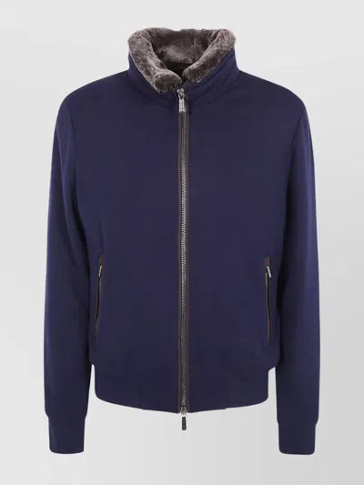 MOORER HIGH COLLAR RIBBED CUFFS JACKET