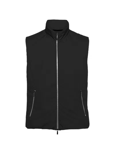 Moorer Stand-up Collar Zip-up Vest In Black