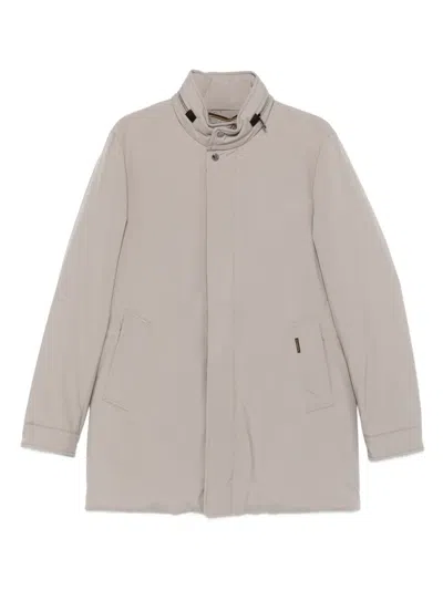 Moorer High-neck Buttoned Coat In Neutral