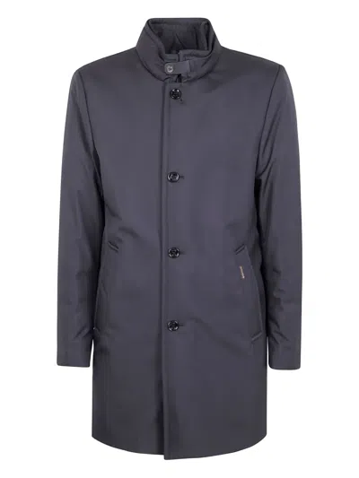Moorer High-neck Buttoned Jacket In Blue