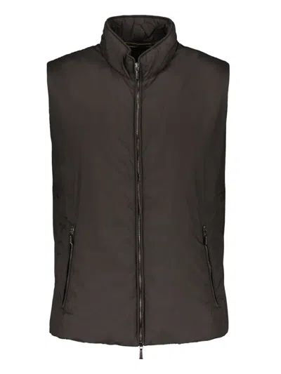 Moorer High-neck Gilet In Brown