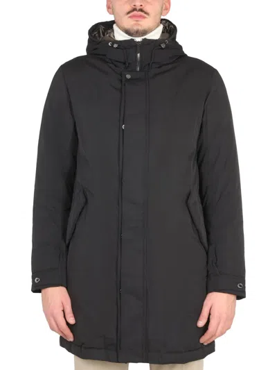 Moorer High Neck Hooded Jacket In Black