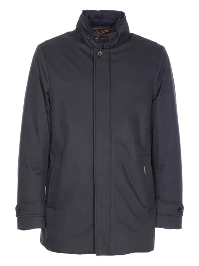 Moorer Polyester Down Jacket Stand Collar Pockets In Blue
