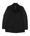 Moorer Tailored Black Coat With Concealed Closure In Black