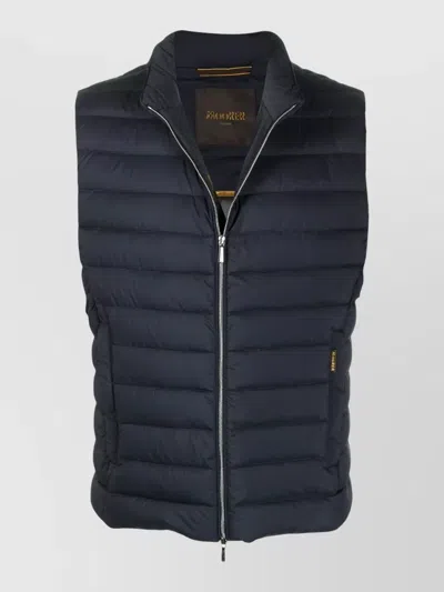 Moorer High Neck Sleeveless Padded Mens Coat In Blue