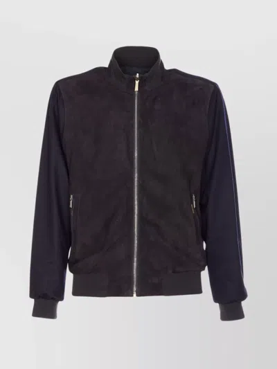 MOORER HIGH NECK VELVET EFFECT ZIP JACKET
