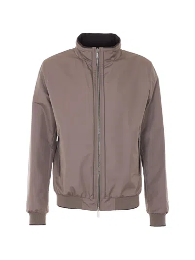 Moorer Brown Manetti Jacket With Frontal Zip Closure In Neutral