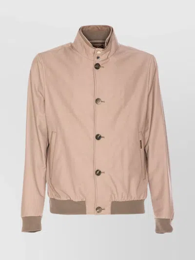 Moorer High Neck Zip Jacket With Side Pockets