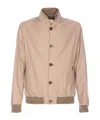 Moorer Neutral Structured Casual Jacket With High Collar In Brown
