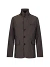 Moorer High-collar Buttoned Jacket In Brown