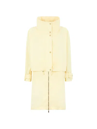 Moorer High-collar Zip-up Coat In Yellow