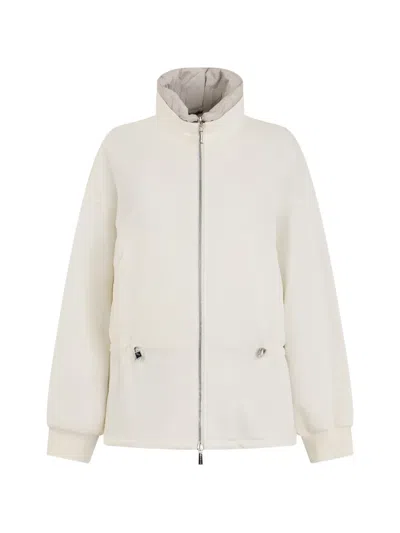 Moorer High-neck Bomber Jacket In White