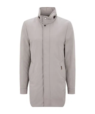Moorer High-neck Buttoned Coat In Animal Print