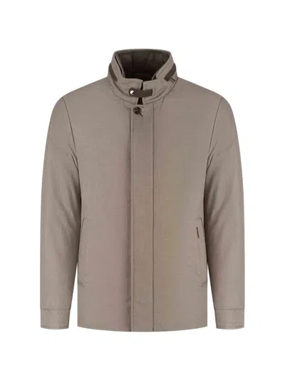 Moorer High-neck Button-fastening Coat In Gray