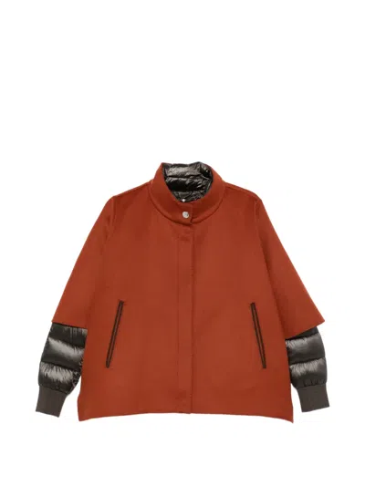 Moorer High-neck Cape Jacket In Orange