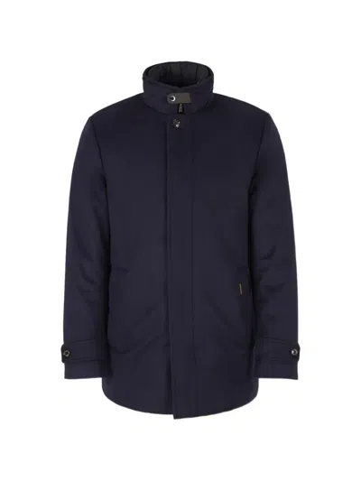 Moorer High-neck Coat In Blue