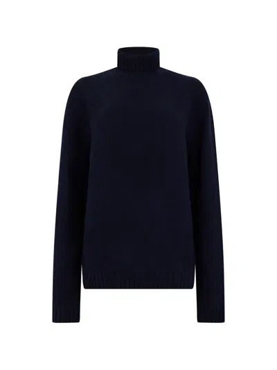 Moorer High-neck Knitted Sweater In Blue