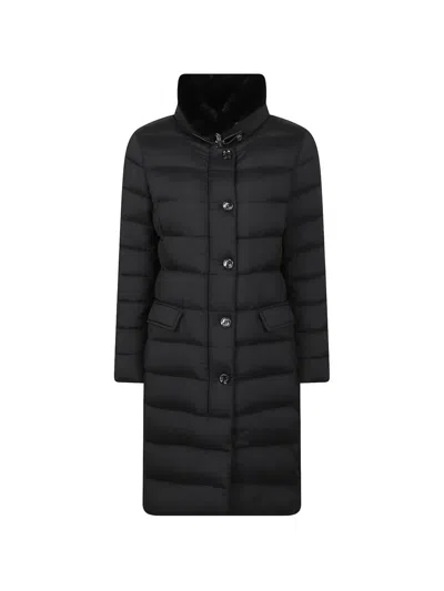 Moorer High-neck Single-breasted Coat In Black