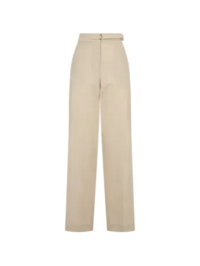 Moorer High-waisted Belted Trousers In Neutral