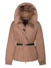 Moorer Hooded Belted Jacket In Neutral