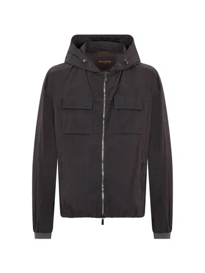 Moorer Hooded Bomber Jacket In Black