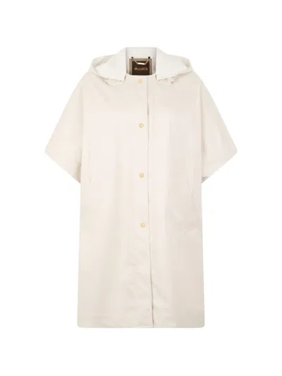 Moorer Hooded Button Cape In Neutral