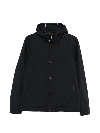 Moorer Hooded Button Jacket In Black