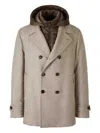 Moorer Hooded Button Jacket In Neutral