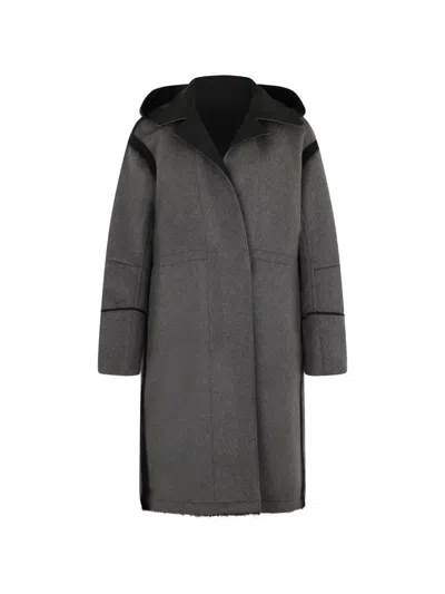 Moorer Hooded Cashmere Coat In Gray