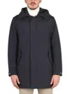 Moorer Hooded Casual Jacket With Concealed Zipper In Black