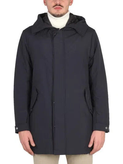 MOORER HOODED CASUAL JACKET WITH CONCEALED ZIPPER