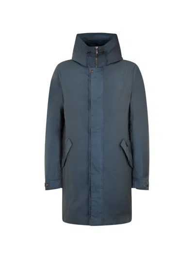 Moorer Hooded Coat In Blue