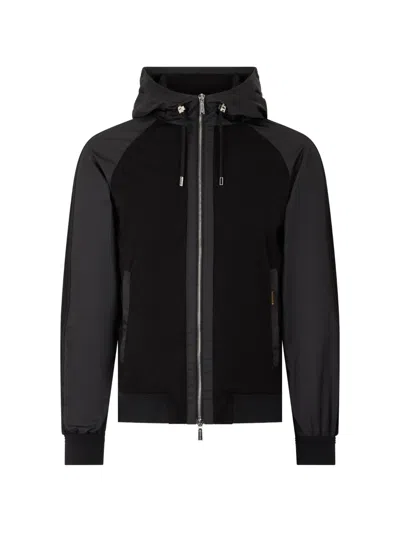 Moorer Hooded Contrast Jacket In Black