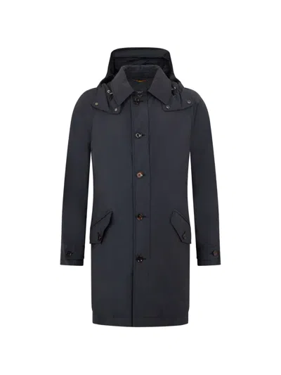 Moorer Hooded Cosimo Coat In Blue