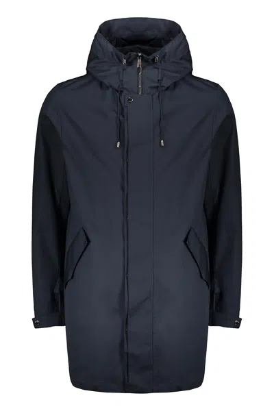 Moorer Hooded Cotton Parka In Blue