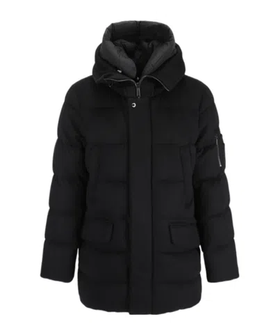 Moorer Hooded Cotton Suit In Black