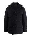 Moorer High Neck Double-breasted Parka With Detachable Hood In Blue