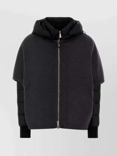 MOORER HOODED DOWN JACKET FEATURING QUILTED SLEEVES