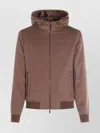 Moorer Hooded Down Jacket With Ribbed Cuffs And Hem In Neutral