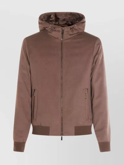MOORER HOODED DOWN JACKET WITH RIBBED CUFFS AND HEM