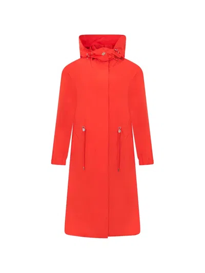 Moorer Hooded Drawstring Parka In Red