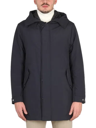Moorer Hooded Casual Jacket With Concealed Zipper In Black