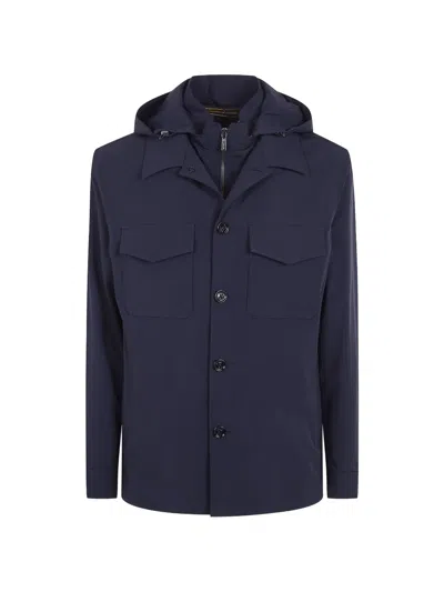 Moorer Hooded Jacket In Blue