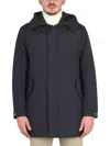 Moorer 'hooded Jacket With Adjustable Side Pockets' In Blue