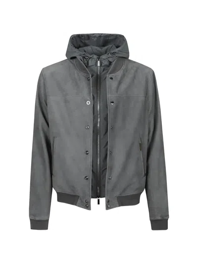 Moorer Hooded Jacket In Gray
